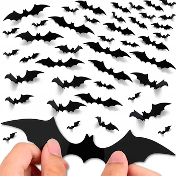 Obraz SAMOLEPKY NETOPÝŘI STRAŠIDELNÁ NÁSTĚNNÁ DEKORACE HALLOWEEN KARNEVAL 56 KS