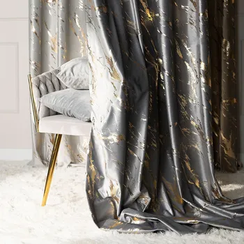 Sprchový závěs Jasno šedý sametový závěs MARMA se zlatým potiskem Výška: E 249 - 285, Šířka před nařasením: 460