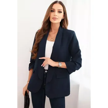 Kesi Włoski Dámská sako bez zapínání s podšívkou S/M modrá Kesi Włoski modrá | bílá 3444268