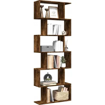 Knihovna Regál s přihrádkami, 6 úrovní, kouřový dub, 70x24x193 cm