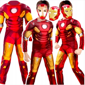 Karnevalový kostým KOSTÝM IRONMAN, PŘEVLEK NA PLES, KOMPLET + SVÍTÍCÍ MASKA