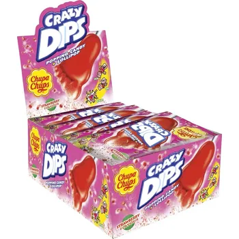 Bonbon Chupa Chups Crazy Dips Strawberry lízátko 14 g karton 24 ks