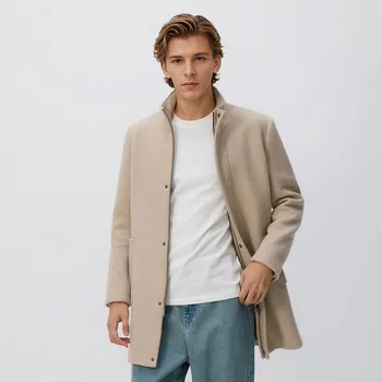 Dámský kabát Reserved - Dlouhý kabát ze směsi vlny - béžová - 917EF-08M - 917EF-08M-S