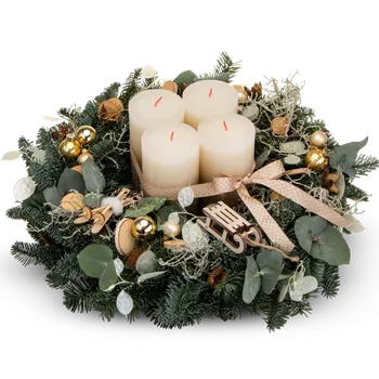 Vánoční dekorace Luxury gold adventní věnec Průměr 36 cm zlatá