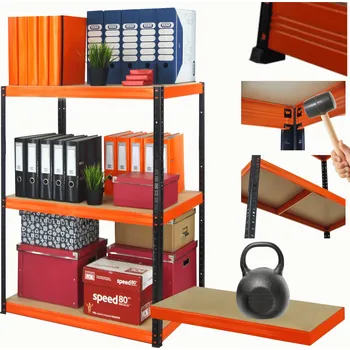 Dílenský regál Kovový regál do garáže a skladu HELIOS 106x110x45cm, 3 police, nosnost 175kg na polici PL