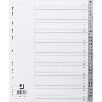 Archivační box Plast.rozlišovače Q-Connect - A4+, šedé, sada 1-31