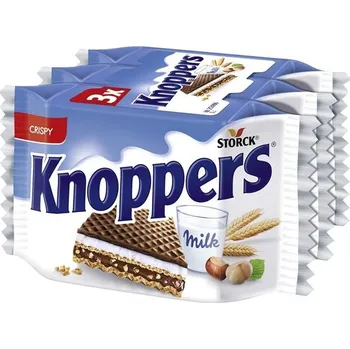 Oplatky Knoppers - mléčná a lískooříš.náplň, 3x25g