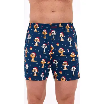 Trenýrky Boxerky Cornette 016/20 Psi Vánoce S-2XL tmavě modrá M