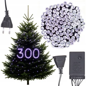 Vánoční dekorace VÁNOČNÍ OSVĚTLENÍ NA STROMEČEK 300 LED STUDENÁ BÍLÁ S PROGRAMÁTOREM