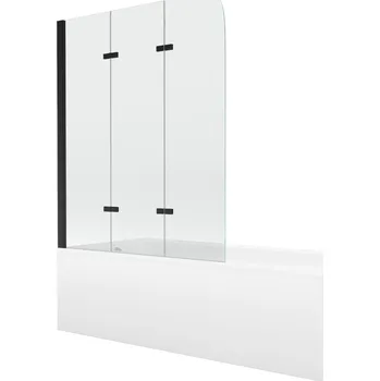 Vana Mexen Vega vana 180x80cm panel + zástěna 120 cm, průhledná, černá 550118080X9012037000