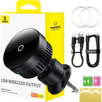 Magnetický držák telefonu do auta Baseus MagPro 15W (černý)