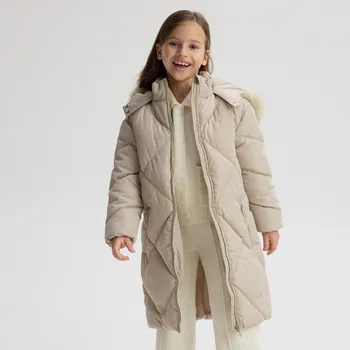 Dívčí bunda Reserved - Prošívaný kabát s kapucí - béžová - 257EX-08X - 257EX-08X-128