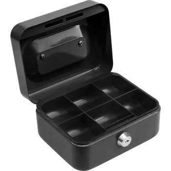 Obraz Kovová pokladnička na peníze sejf klíč Černá