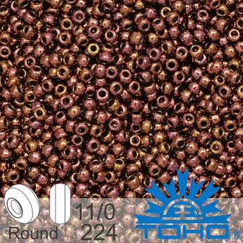 Korálek Korálky TOHO tvar ROUND (kulaté). Velikost 11/0. Barva č.224-Olympic Bronze. Balení 8g