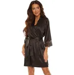 Saténový župan Synthia černý - L