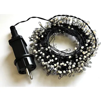 Vánoční dekorace VOR 15M Girlanda - vánoční světelný drátový řetěz s 500x LED, délka 15m, venkovní IP44, černý drát, svit bílá studená a bílá teplá, 8 programů svitu Barva: Bílá teplá