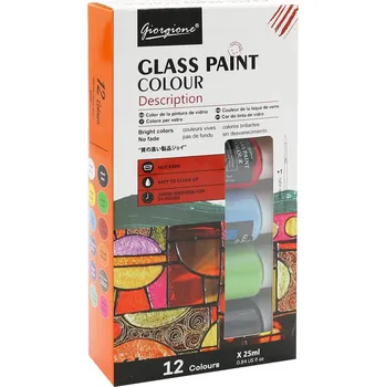Speciální výtvarná barva Barvy na sklo 25 ml, sada 12 barev