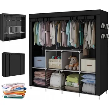 Šatní skříň SKŘÍŇ TEXTILNÍ SKLÁDACÍ ŠATNA NA OBLEČENÍ REGÁL