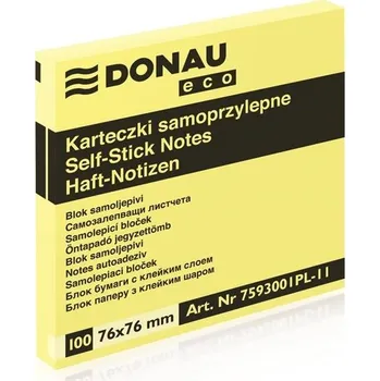 Samolepící bloček Bloček Donau, 76 x 76 mm, ECO žlutý