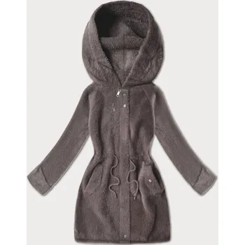 Vlněná bunda typu alpaka v čokoládové barvě s kapucí (W214#) odstíny hnědé uni velikost