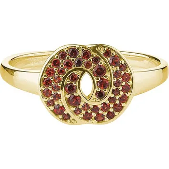 Prsten Stříbrný prsten s českým granátem, zlacený - uzel Velikost: 59