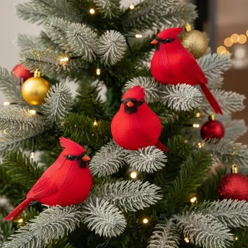 Vánoční dekorace Sada ptáčků | BOVIS | červená na klipu | 3 ks | 754784 Cena za 3 kusy v balení