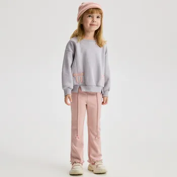 Dívčí kalhoty Reserved - Zateplené kalhoty flare - pudrově růžová - 878FF-39X - 878FF-39X-86