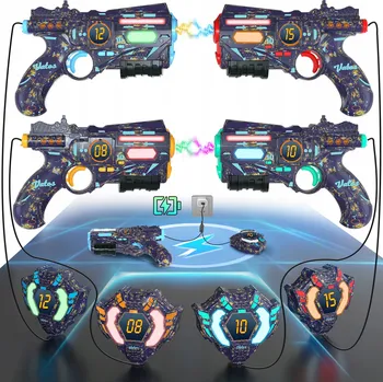 Dětská zbraň Laserová pistole VATOS modrá plastová sada 4 ks pro děti