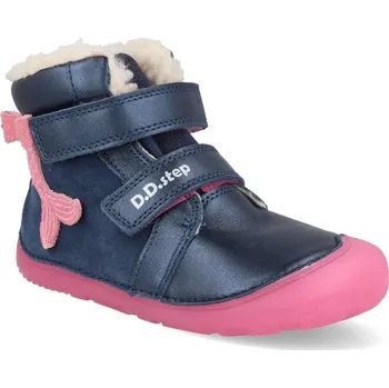 Dívčí zimní obuv Barefoot dětské zimní boty D.D.step W073-52684 modré/růžové Velikost: 29