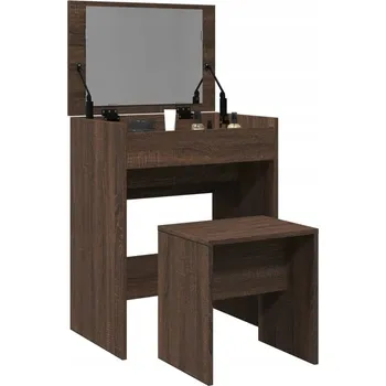 Toaletní stolek VidaXL Toaletní Stolek se stoličkou, hnědý dub, 60x40x113,5 cm
