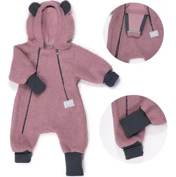 Kojenecká kombinéza ESITO | Rostoucí zimní kombinéza Teddy fleece double Cyclamen pink - růžová / 56 - 62