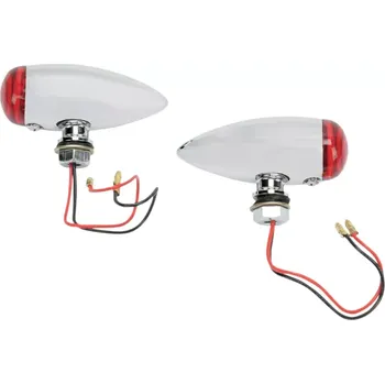 Osvětlení pro motocykl Led motocyklové custom blinkry DRAG SPECIALTIES MARKER LIGHTS barva chrom, červené sklo (směrovky pro Harley Davidson, Bobber, Café Racer i dalších custom motorky)