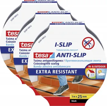 Lepicí páska TESA Protiskluzová ochranná páska na schody černá 5 m x 3 ks
