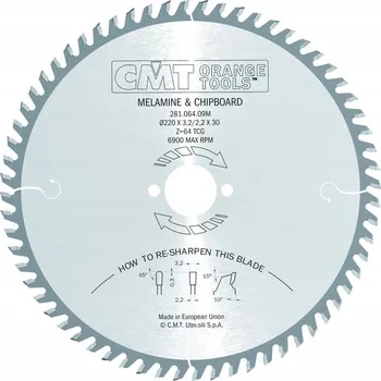 Pilový kotouč CMT Pilový kotouč na dřevotřísku / MDF 220x30x64Z