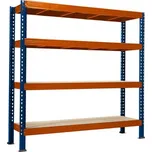Nekonečný průmyslový regál Trestles RNC 2000x2400x800, nosnost 3200 kg, 4 police Barva: oranžovo-modrá