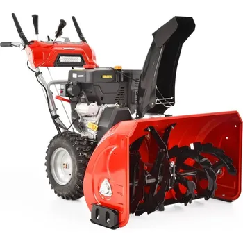 Sněhová fréza Benzínová sněhová fréza - HECHT 9334 SQ (Dvoustupňová benzinová fréza s pojezdem. Motor Hecht OHV, výkon 13 HP. Pracovní záběr 87 cm (š), 51 cm (v). El. startování do sítě, světlo. Hmotnost 127 kg.)