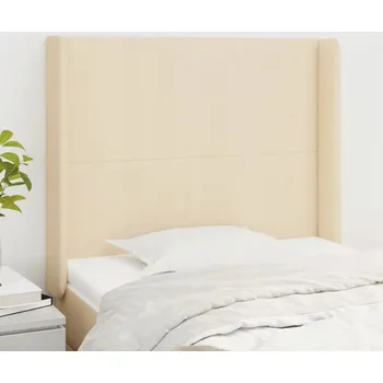 VidaXL Čelo postele s ušima, krémové, 83x16x118/128 cm, látka