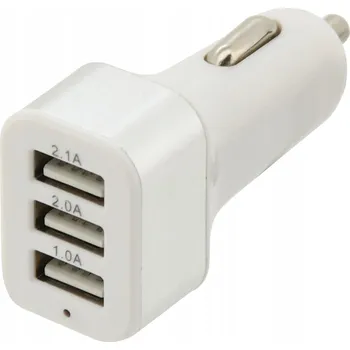 Nabíjecí adaptér 3 x USB, bílý