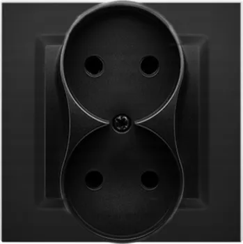 Elektrická zásuvka SIMON 10 ČERNÁ DVOJITÁ ZÁSUVKA BEZ UZEMNĚNÍ CG2/49