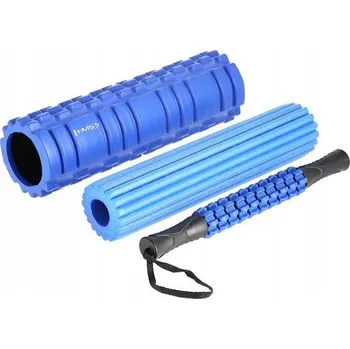 Pěnový válec Masážní válec s výstupky HMS 45 cm x 13,5 cm černý, modrý