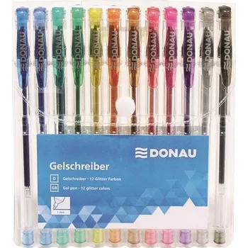Gelový roller Donau, sada třpytivých barev, 12 ks