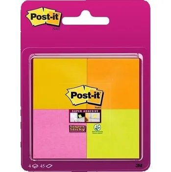 Samolepící bloček Bloček Post-it, 47,6 x 47,6 mm, mix barev, 4 ks