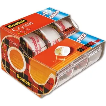 Lepicí páska s odvíječem Scotch Crystal, 2+1zdarma
