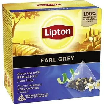 Čaj Černý čaj Lipton - pyramidy, Earl Grey, 20x 1,7 g