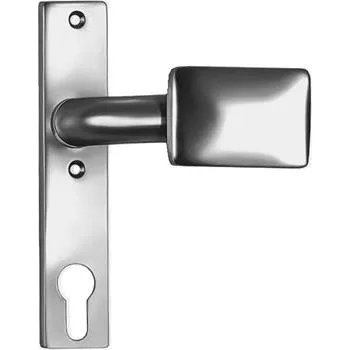 AMF krátký štítek 486Zs klikou,pevná,156x32x7mm, knoflí 65x44 mm,stříbrný elox.