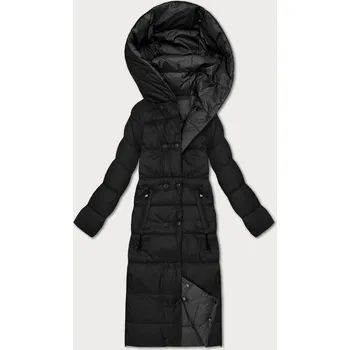 Dámská bunda Černo-grafitová oboustranná zimní bunda v délce ke kolenům Minority (P3-6017-1+27) odstíny černé XXL (44)