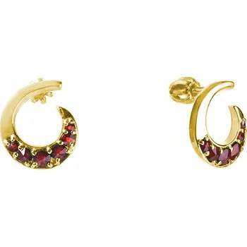 Náušnice Stříbrné náušnice s českým granátem, zlacené - spirála Zapínání: puzeta