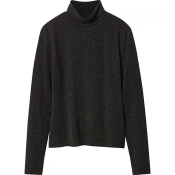 Dámský svetr esmara® Dámský rolák / triko s dlouhými rukávy (černá/stříbrná, M (40/42))