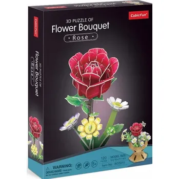 3D PUZZLE KVĚTINOVÁ KYTICE RŮŽE STAVEBNICE DÁREK DEKORACE