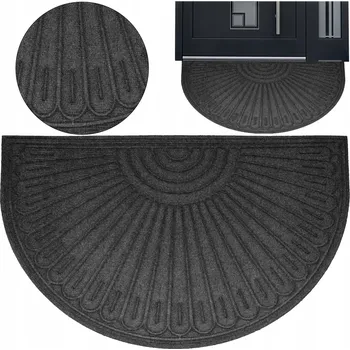 VSTUPNÍ ROHOŽKA KIRI PREMIUM PŮLKRUHOVÁ PROTISKLUZOVÁ ŠEDÁ 60x90 CM